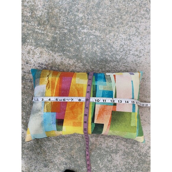 CB2 Abstract Down Colorful Throw Pillow 12 x 18 Feather Down Fill Orange - Picture 3 of 8